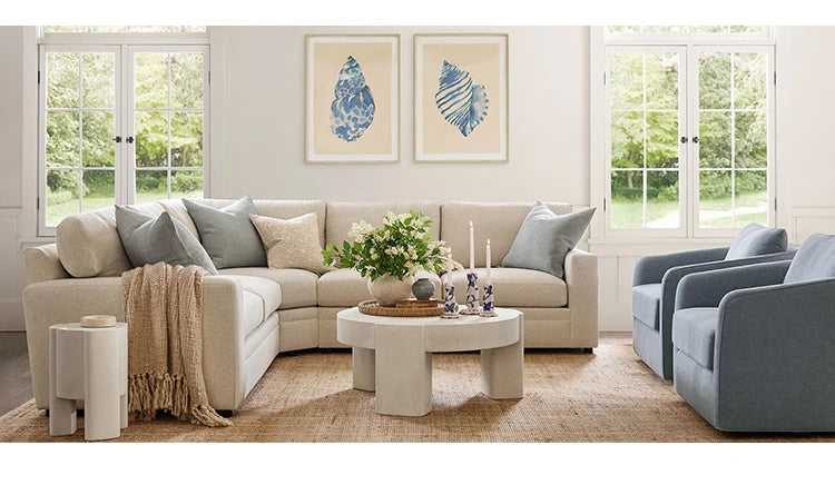 Cream Stone Round Coffee Table - French Minimalist