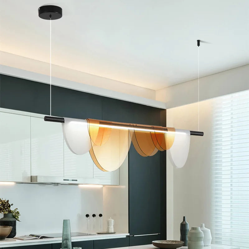 Nordic Blue Amber Acrylic Pendant Lights Living Room Makaron Hanging Lamp for Bedroom Dinning Room — alternate angle