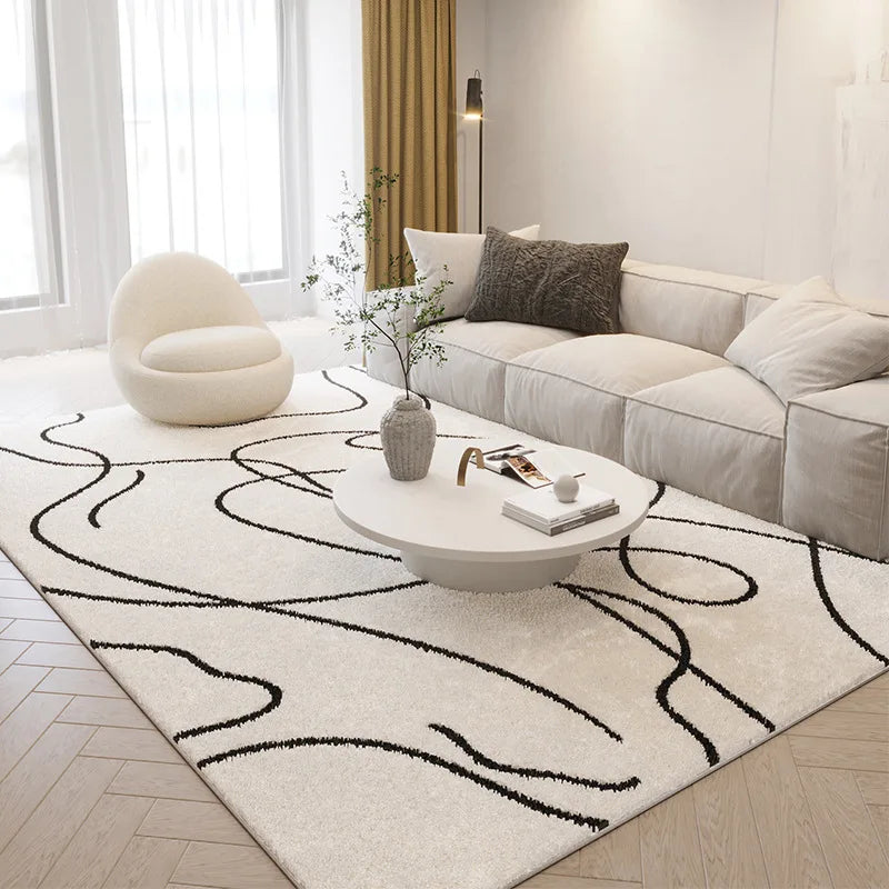 Faux Cashmere Coffee Table Mat — Anti-Slip Cream