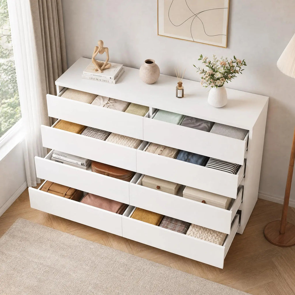 Modern eight-drawer wood storage cabinet — alternate product view