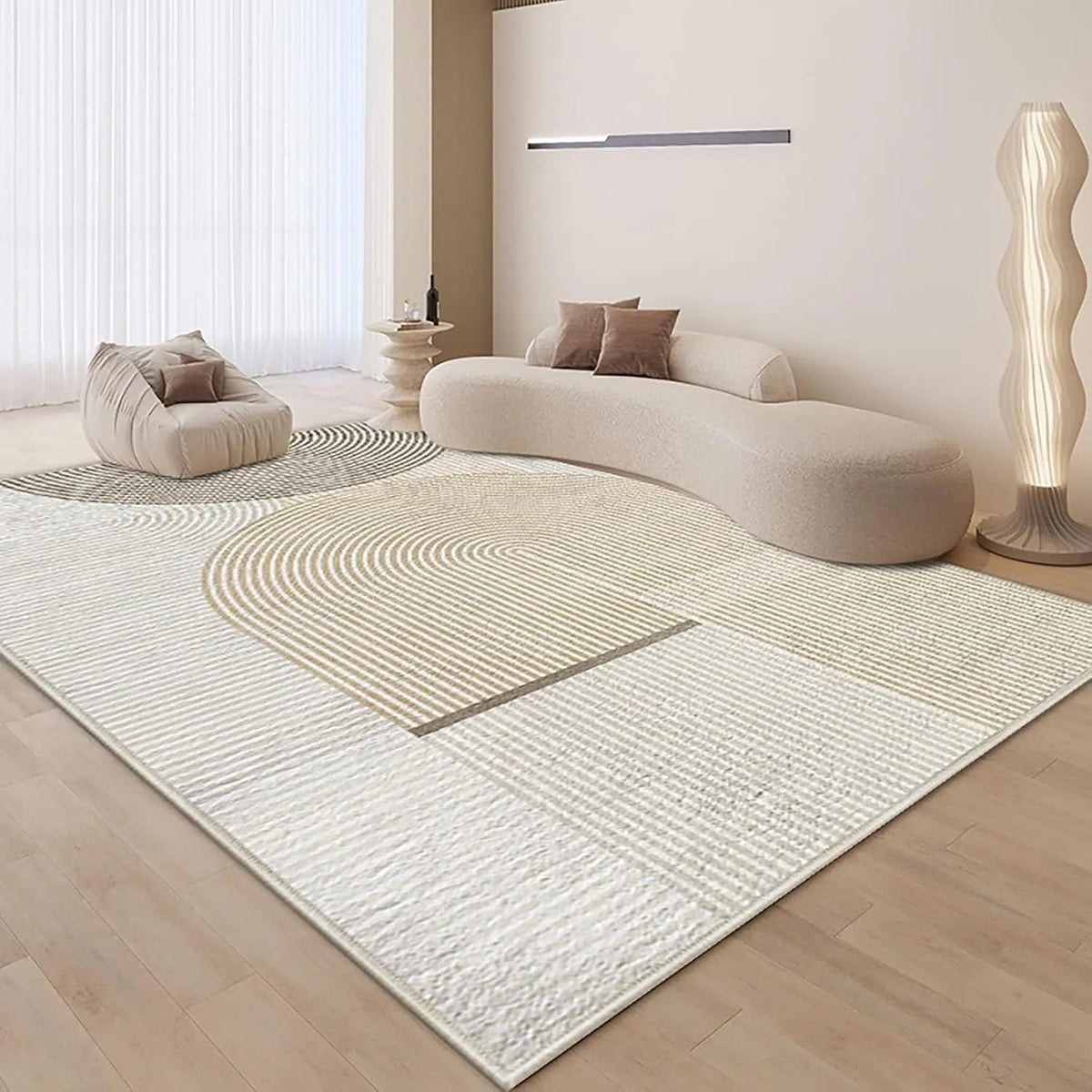 Cream Winter Warm Area Rug — Non-Slip Washable