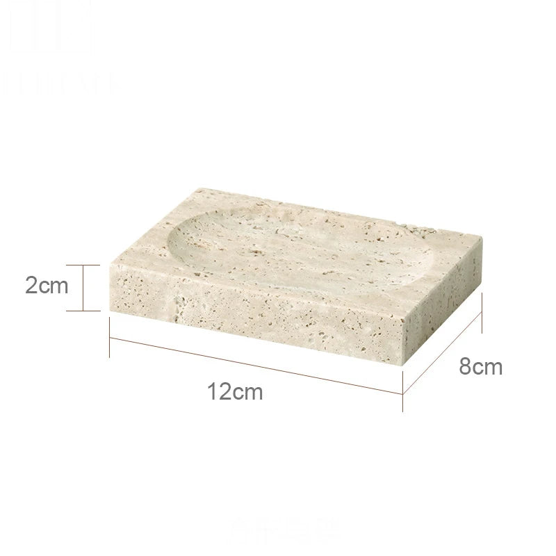 Beige Travertine Bathroom Accessory Set — 9-Piece