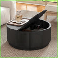 Fluted Lift-Top Coffee Table - Matte Black Storage