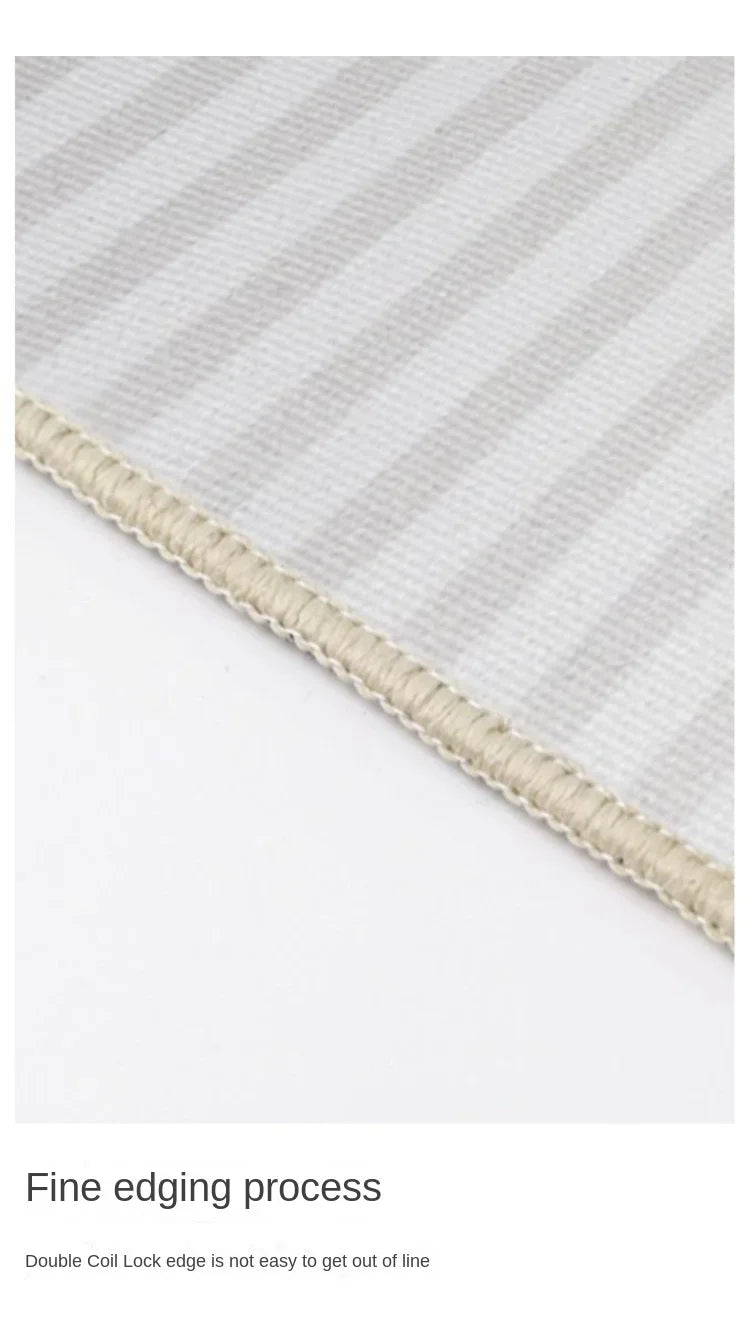 Light Gray Striped Area Rug — Machine-Washable — usage view