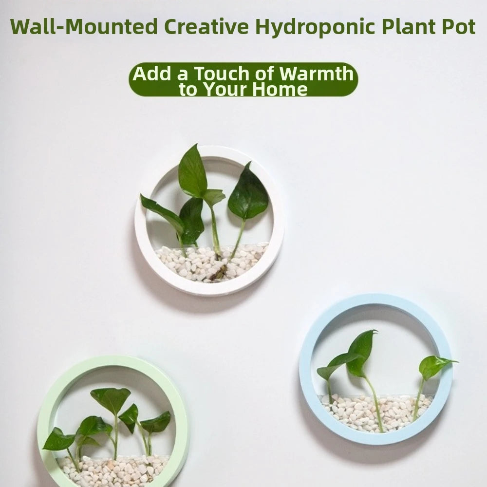 Round Wall-Mounted Hanging Planter — Drill-Free, 7.8in