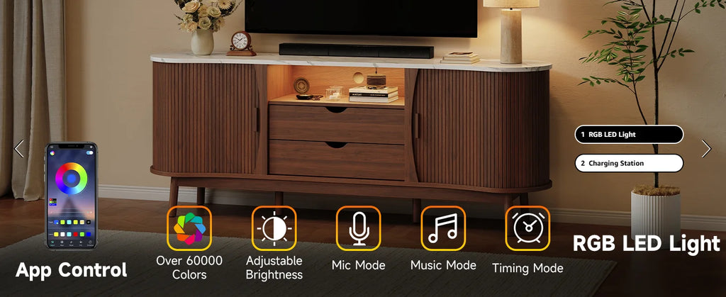 70" Fluted TV Stand — Mid-Century Entertainment Console