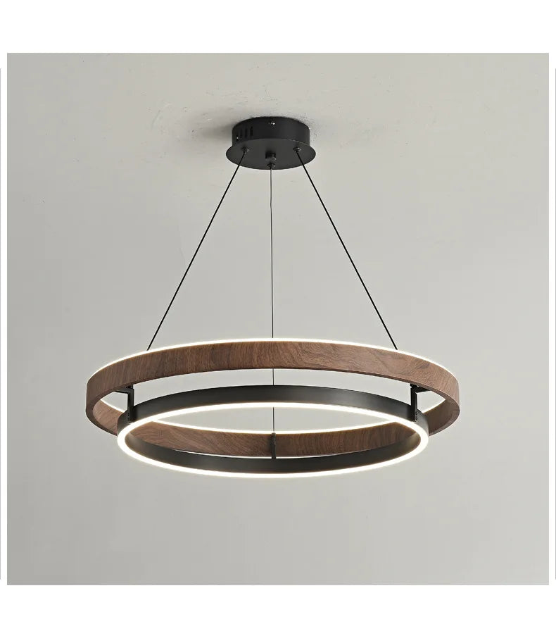 Italian Designer High-end LED Ceiling Chandelier Lamp Walnut Metal Pendant Light Home Decoration for Dinning Living Room Counter — image 14