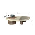 Beige marble coffee table — front angle detail