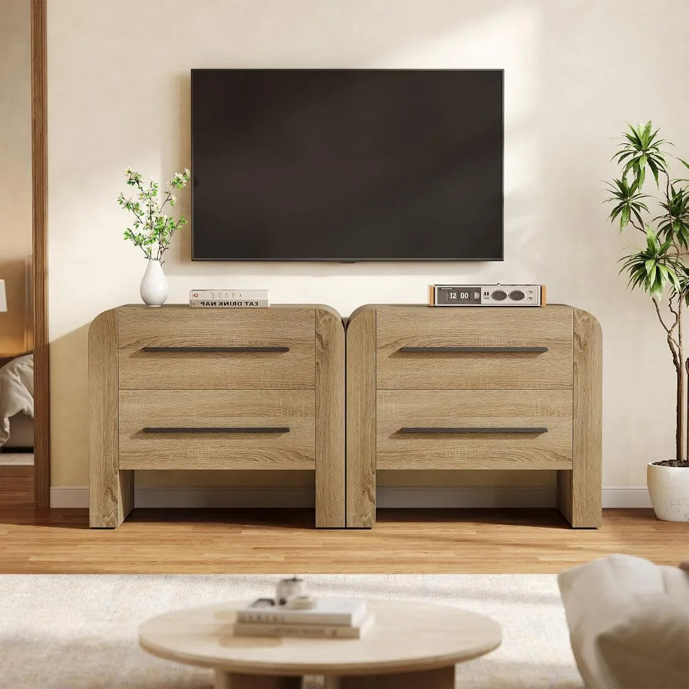Nightstand — 2-Drawer 27.5" Brown Bedside Table