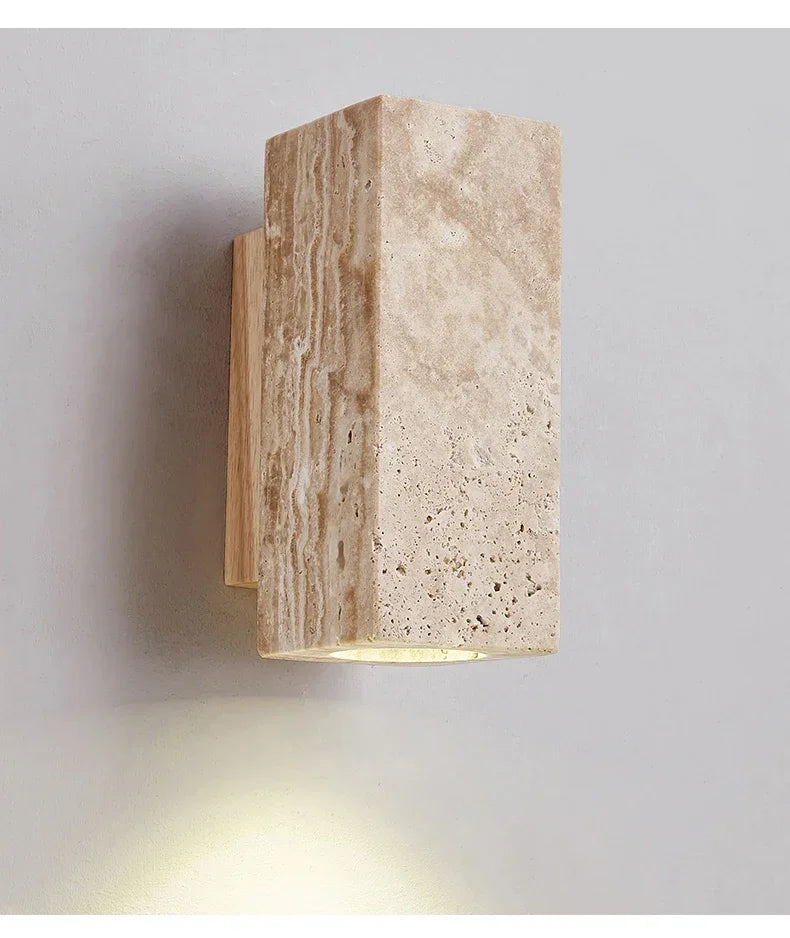 Yellow Marble Wall Sconce — Wabi-Sabi Travertine Light