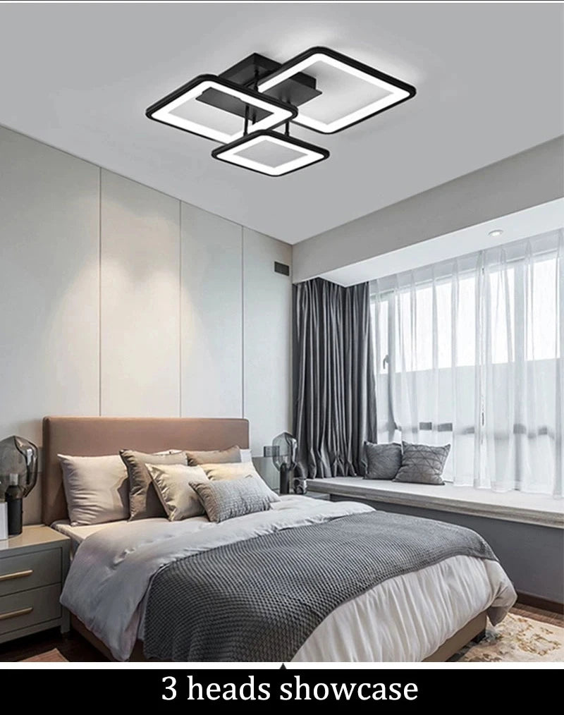 Black grid LED ceiling light — alternate product view