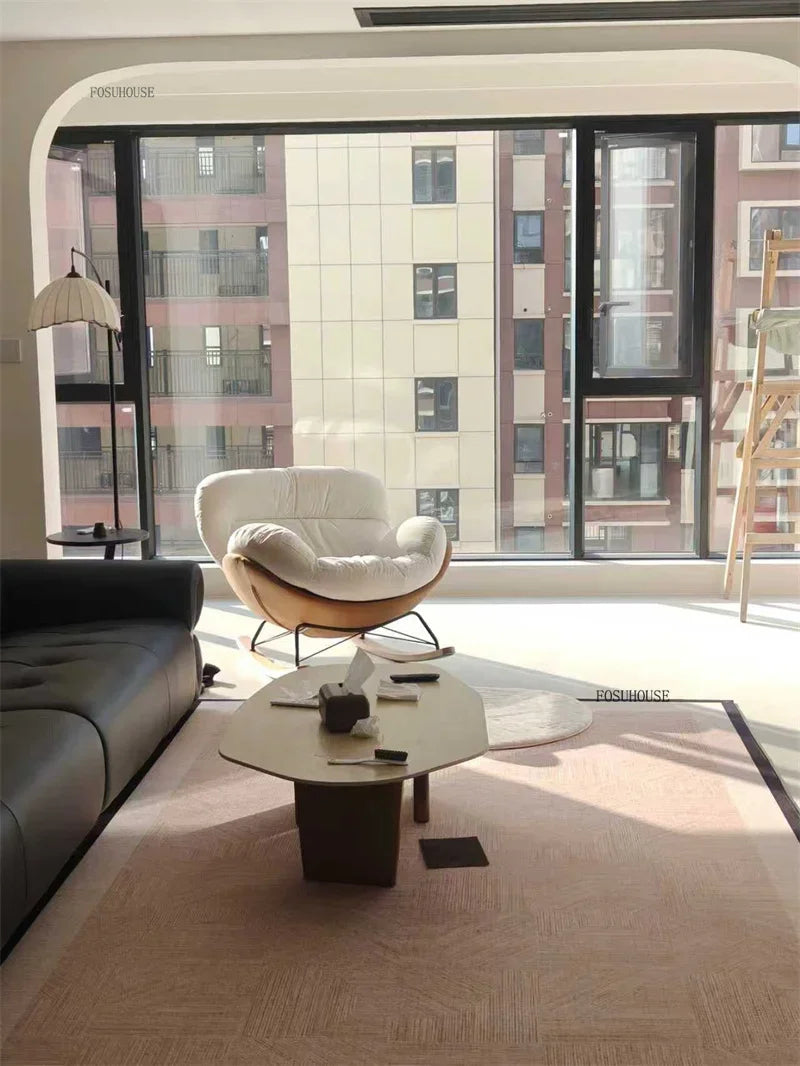 Natural wood low-profile coffee table — alternate angle