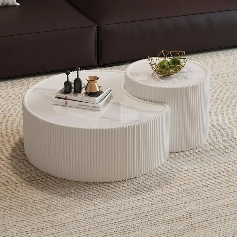 Round Fluted Coffee Table with Hidden Storage — 31.5"