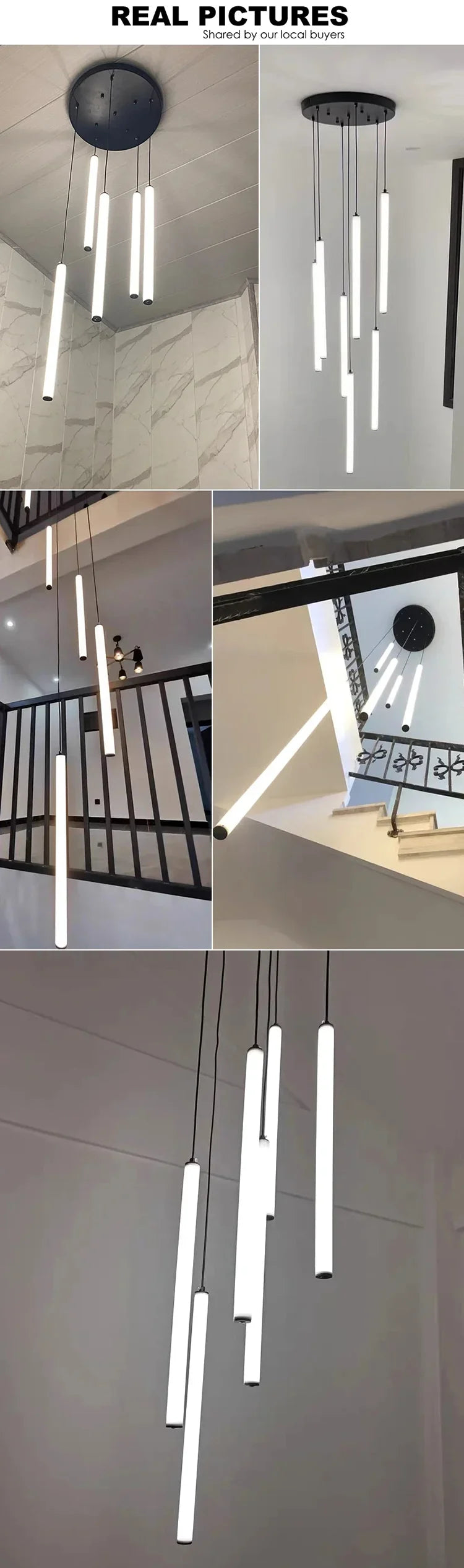 LED Long Chandelier Modern Home Decoration Pendant Lights Minimalist Attic Living Room Staircase Lighting Indoor Hanging Lamps — room setting