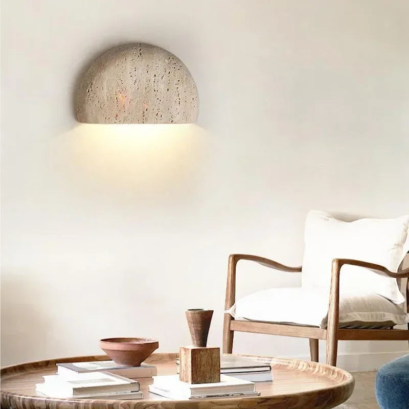 Wabi-sabi Stone Retro Living Room Wall Porch Corridor Homestaycafe Atmosphere Bedroom Bedside Wall Lamp — close-up detail