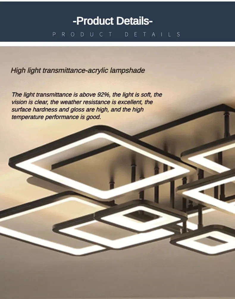 Black grid LED ceiling light — side product view