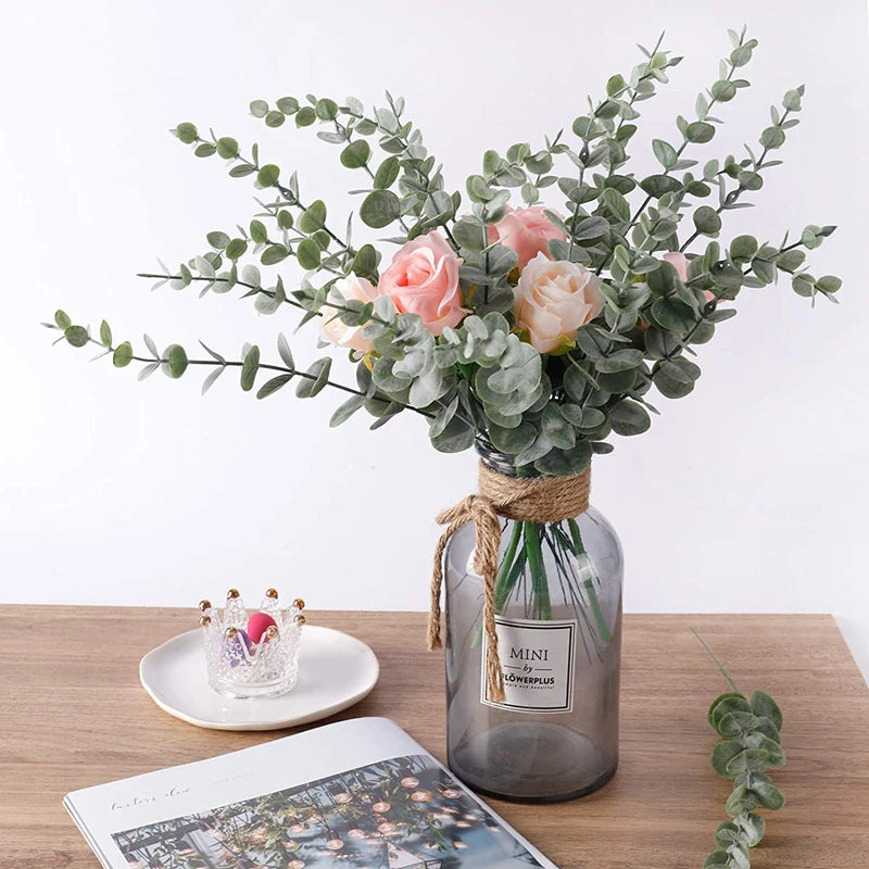 Faux Eucalyptus Leaf Stems — 10 or 20-Piece Bundle