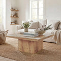 Modern Square Coffee Table — 31.5" Rustic Wood Grain