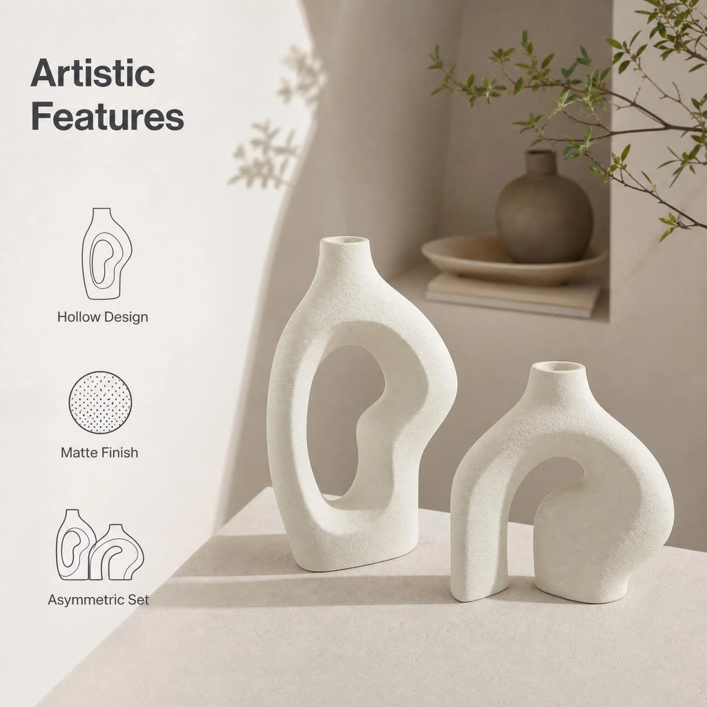 Textured Matte PLA 2-Piece Vase Set — Nordic Desktop