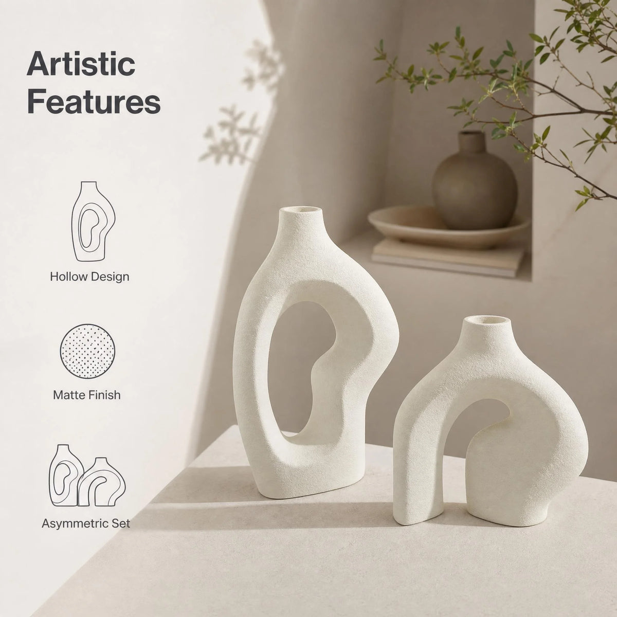 Textured Matte PLA 2-Piece Vase Set — Nordic Desktop