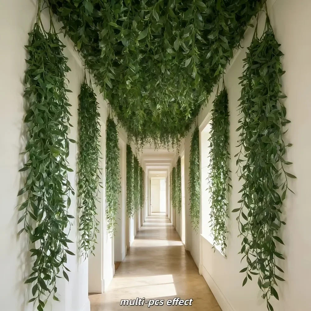20pcs Extra-Long Deluxe Willow Vine Elegant Artificial Greenery, Faux Evergreen Hanging Vine with Dense for Spring Living Room — feature detail