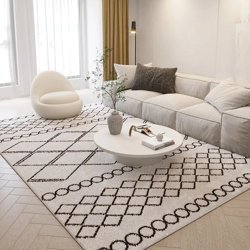 Nordic Abstract Plush Area Rug — Soft Non-Slip