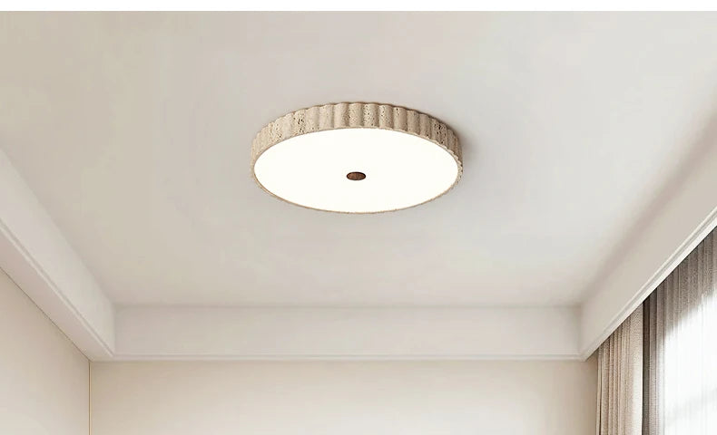 Travertine Full-Spectrum LED Ceiling Lamp — Natural Stone Pendant