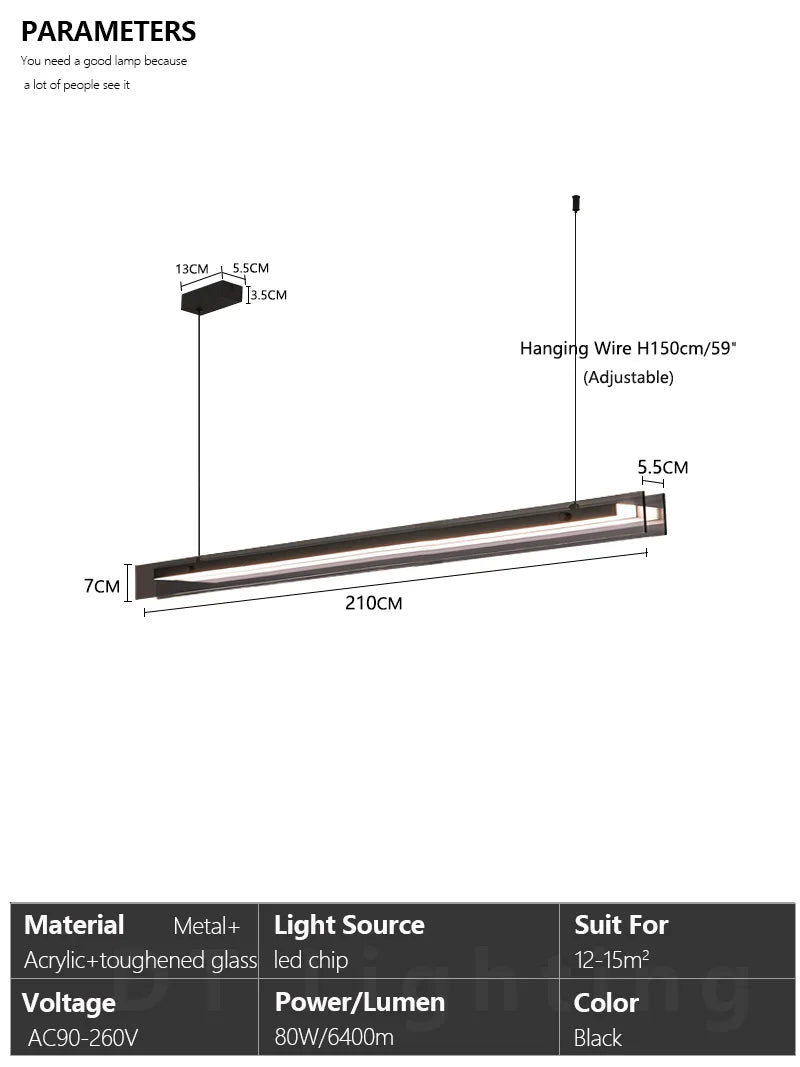 Nordic Black Glass Chandelier — Dining Room Statement Light