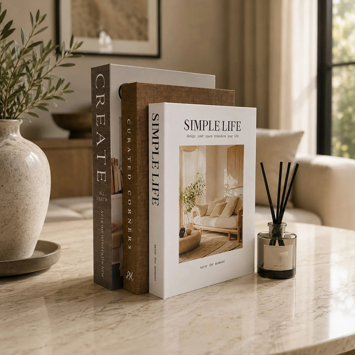 3-Piece Faux Book Set — Decorative Coffee Table Accent