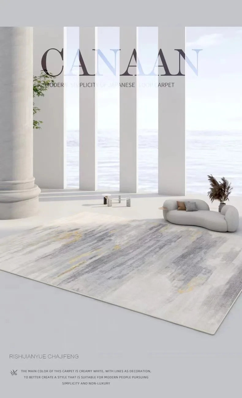 Modern Abstract Plush Area Rug — Thick Grey — lifestyle view