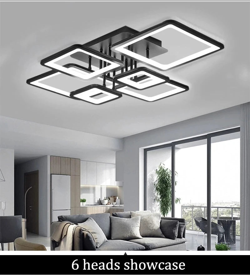 Black grid LED ceiling light — close-up product view
