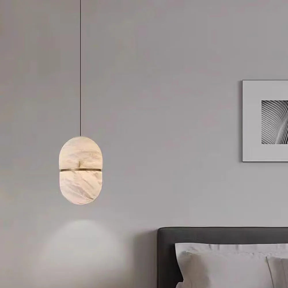 Sculptural Marble Chandelier - Brass & Alabaster