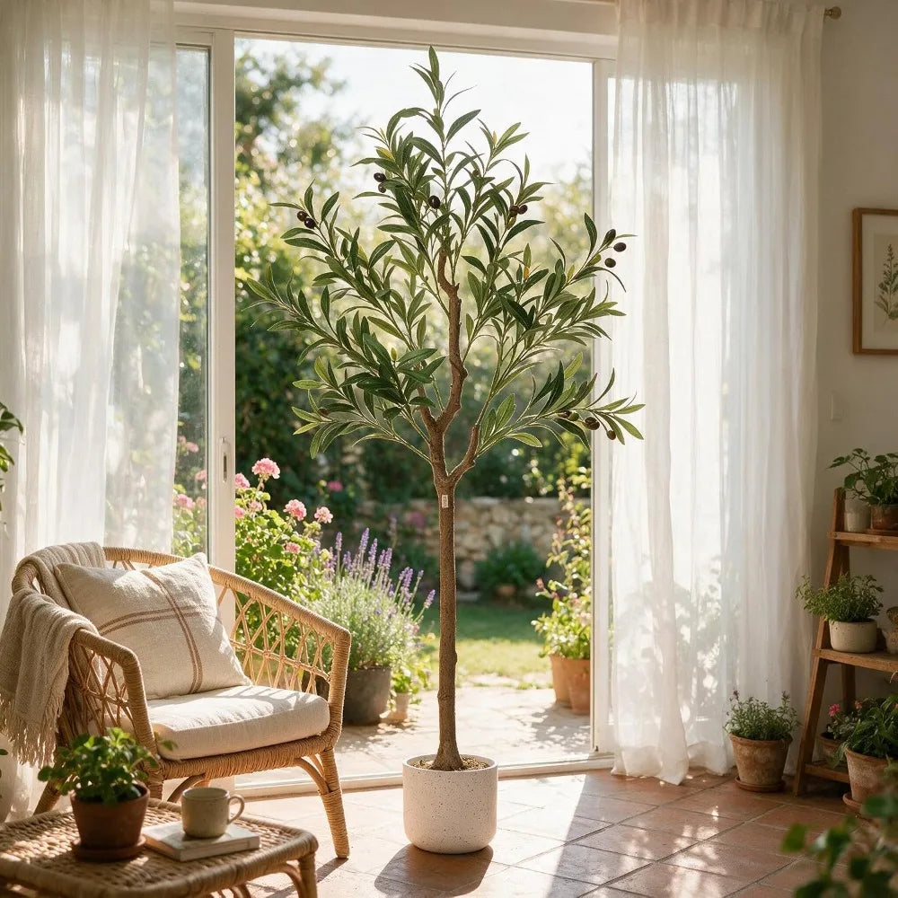Artificial Olive Tree Branches — 4.3FT, No Pot, Lifelike Fruit Accents