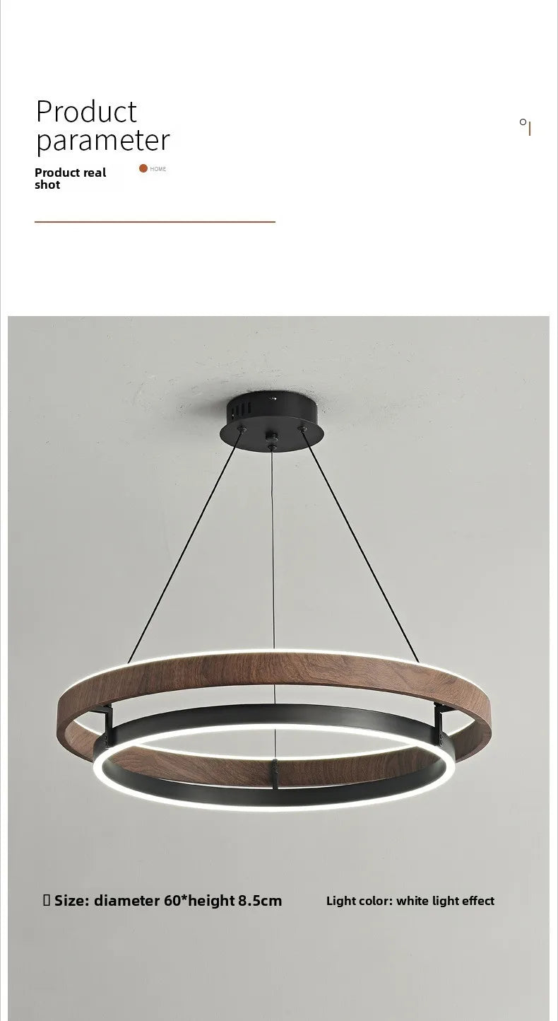 Italian Designer High-end LED Ceiling Chandelier Lamp Walnut Metal Pendant Light Home Decoration for Dinning Living Room Counter — image 11