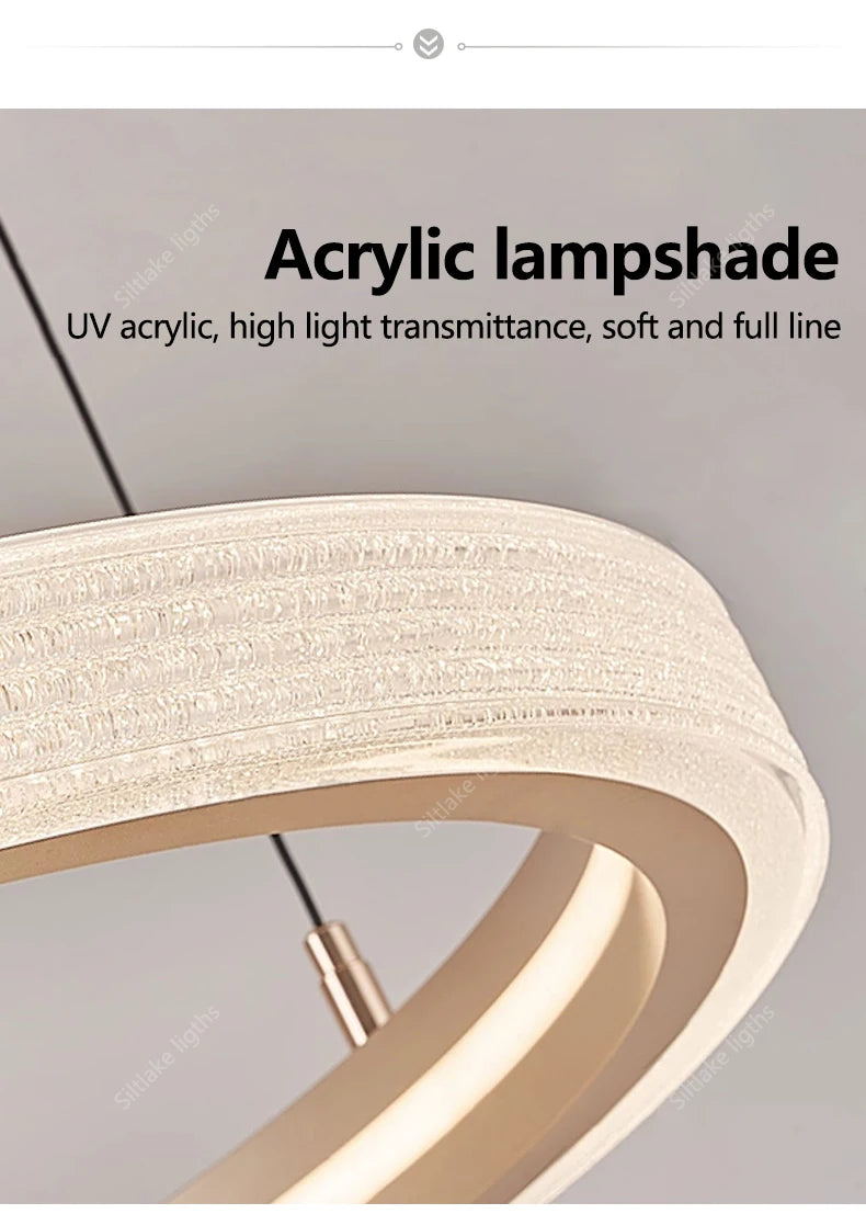 Modern Round Ring Chandelier — Aluminum & Acrylic Ceiling Light