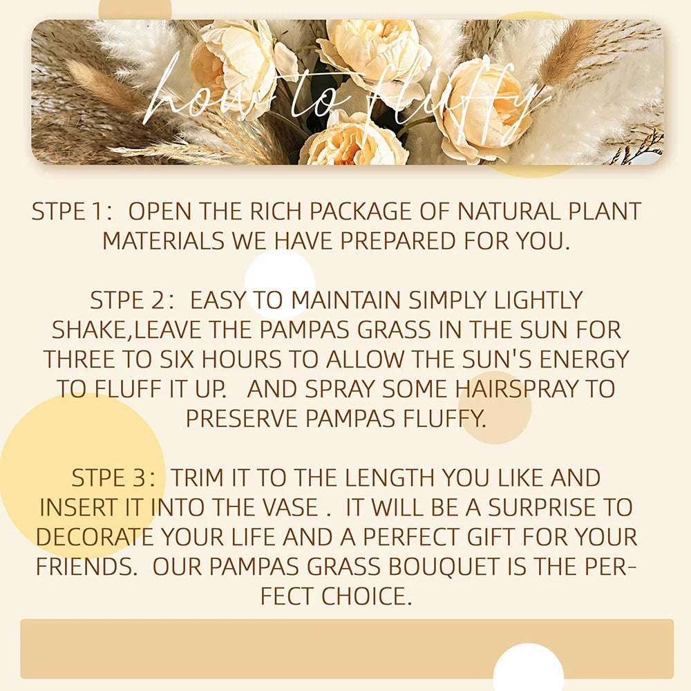 Faux Peony & Pampas Mix Bouquet — Dried-Look Boho Centerpiece