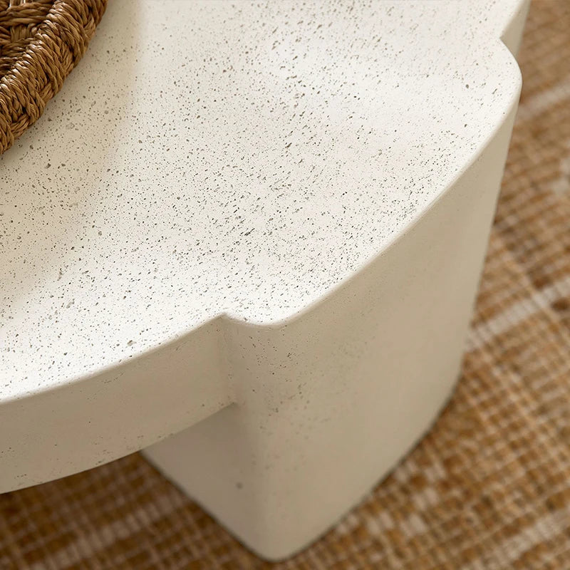 Cream Stone Round Coffee Table - French Minimalist