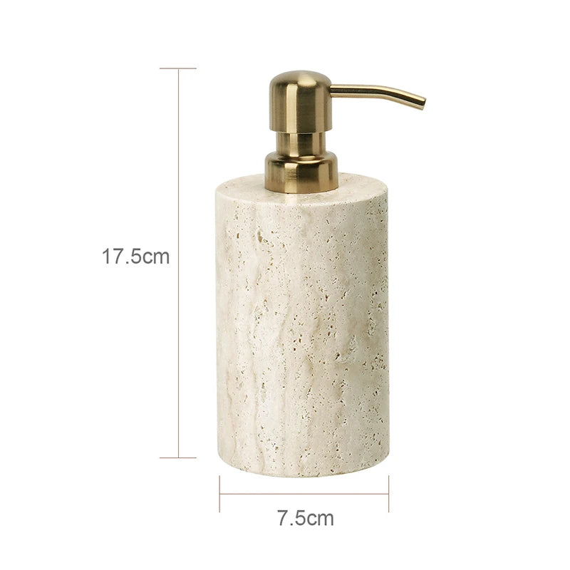 Travertine Bathroom Accessory Set — Soap, Tray & Tissue Box