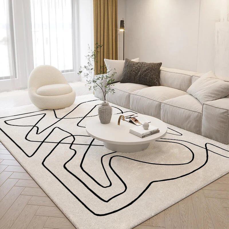 Nordic Abstract Plush Area Rug — Soft Non-Slip