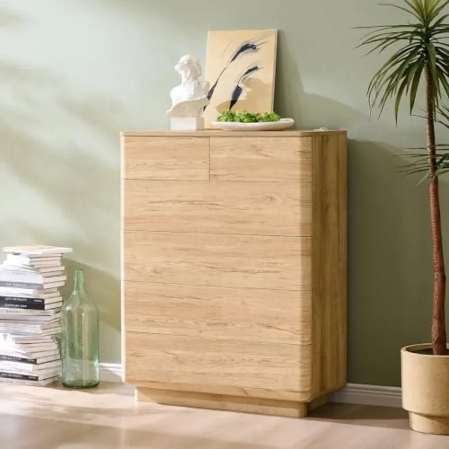 6-Drawer Dresser — 42" Tall Push-to-Open Wood Chest