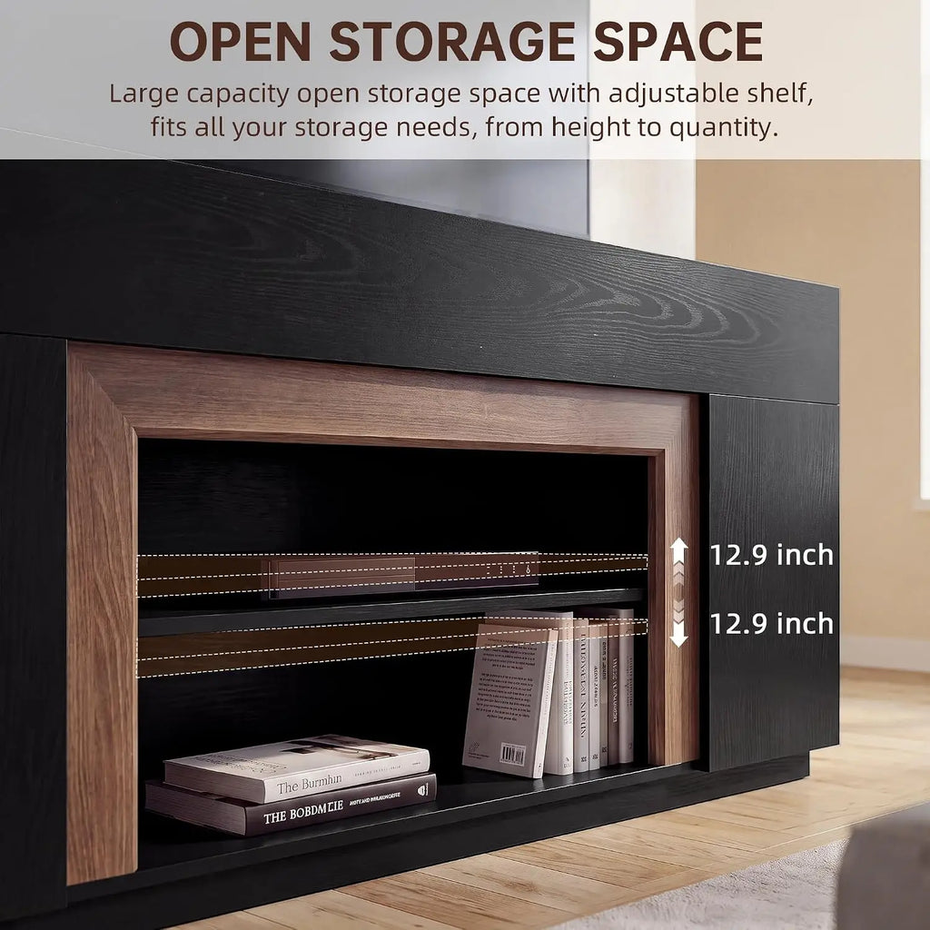 Modern media console TV stand with thick block design
