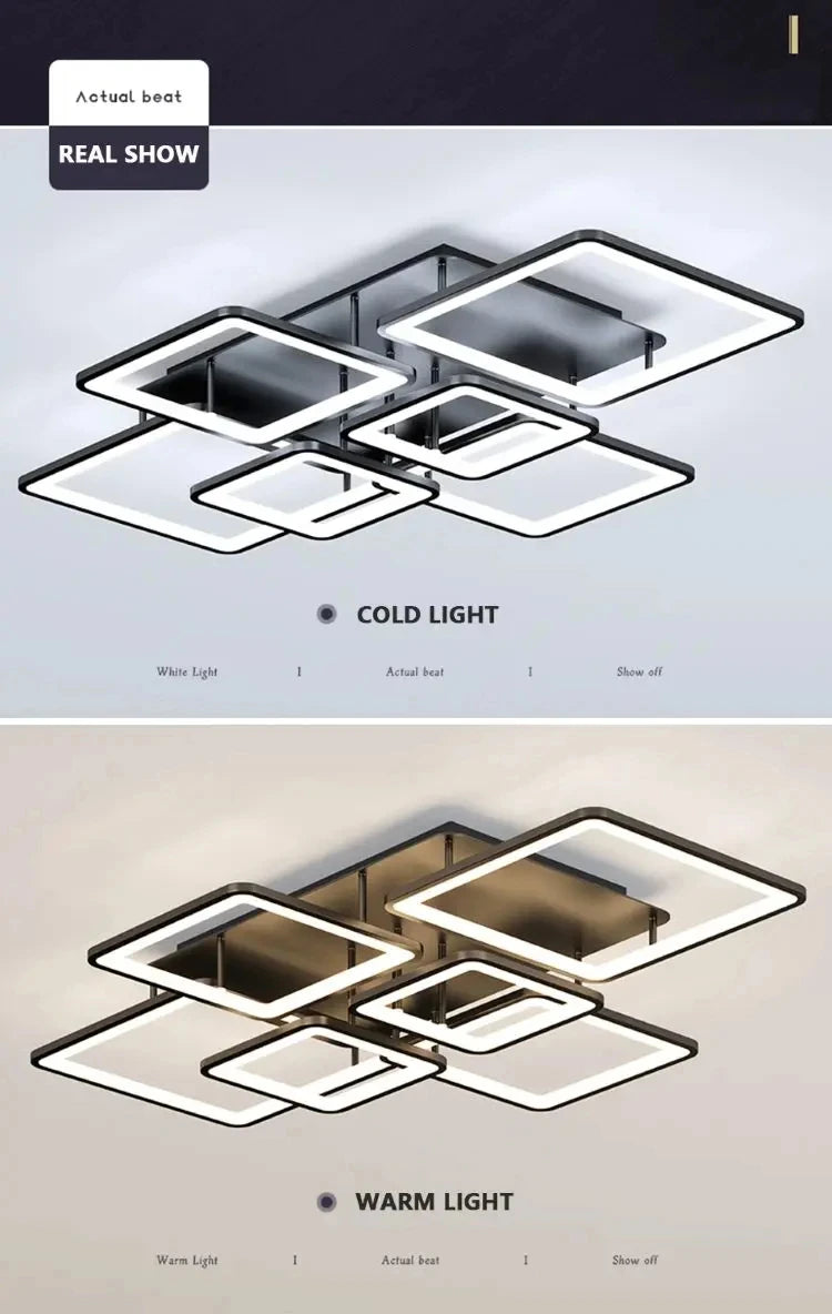 Black grid LED ceiling light — alternate product view