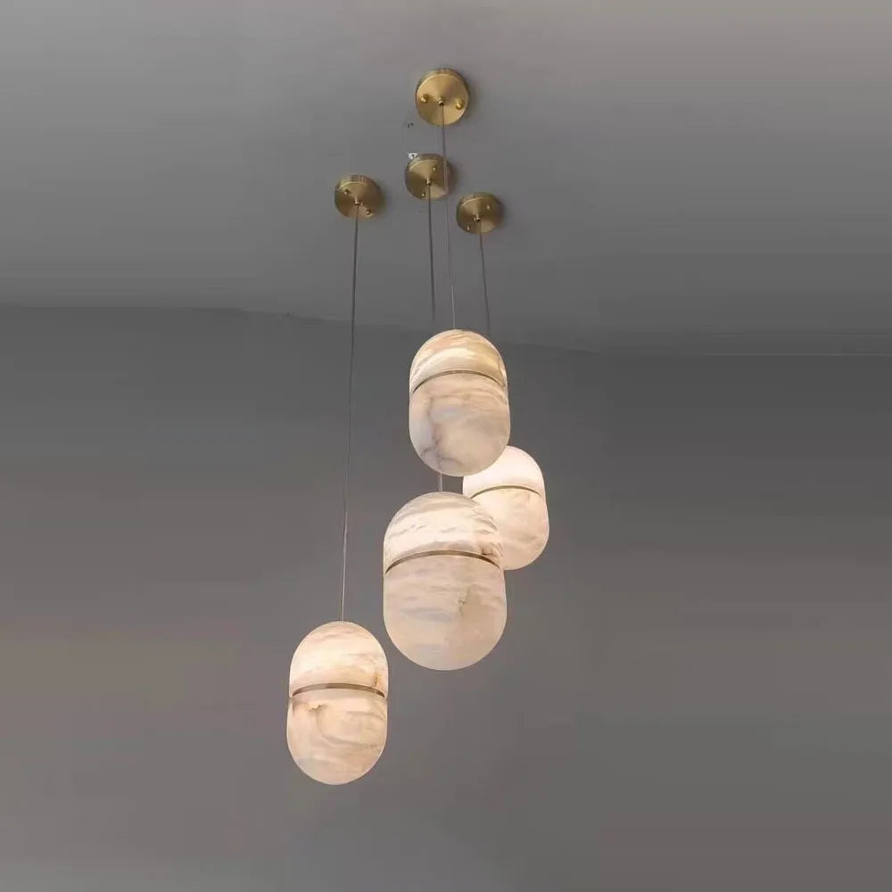 Sculptural Marble Chandelier - Brass & Alabaster