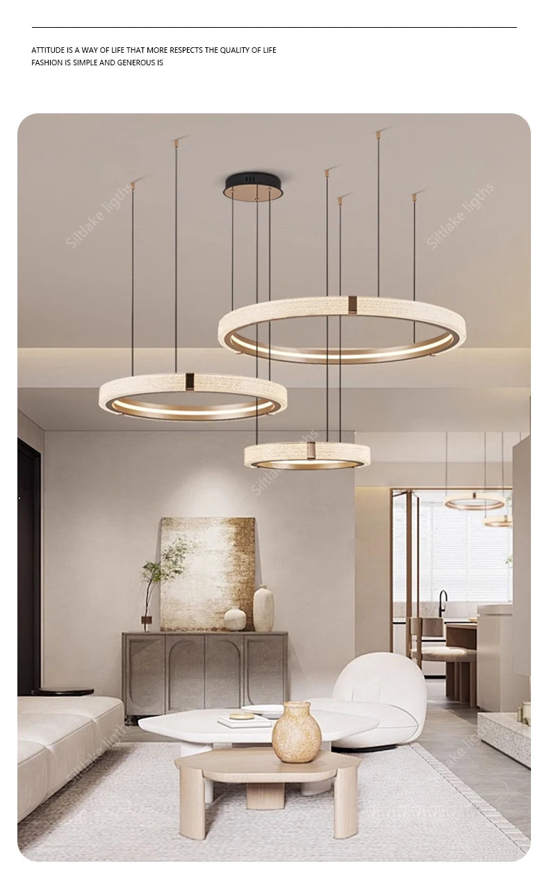 Modern Round Ring Chandelier — Aluminum & Acrylic Ceiling Light