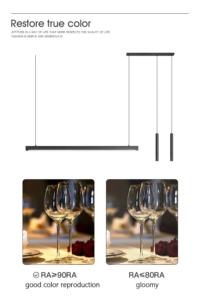 Dining Room Lamp Kitchen Lights Word Long Restaurant Chandelier Modern Minimalist Office Lamps Nordic Bar Island Chandeliers — image 14