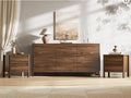 Walnut three-piece dresser and nightstand bedroom set