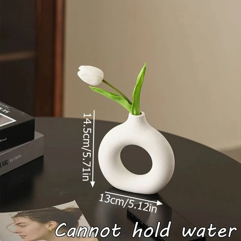 Donut-Shaped Resin Vase — Nordic Centerpiece