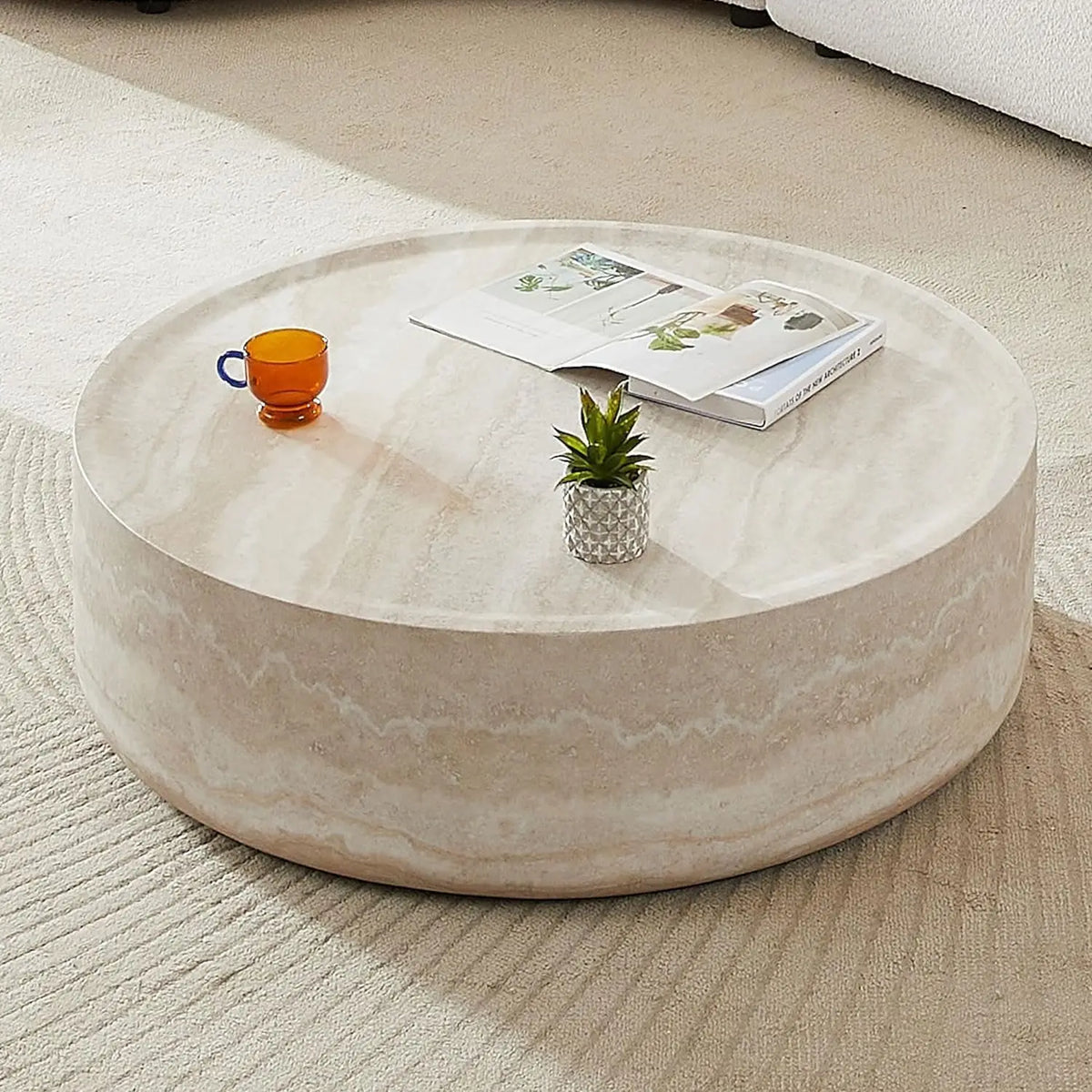 Nesting Drum Coffee Table Set - Modern Pair