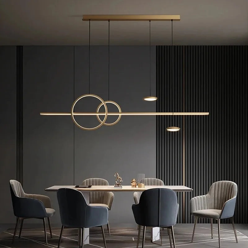 Modern Luxury Simple Gold Chandeliers Black Lighting Living Dining Room Home Decor Hanging Lamp Restaurant Island Bar Fixture — detail view