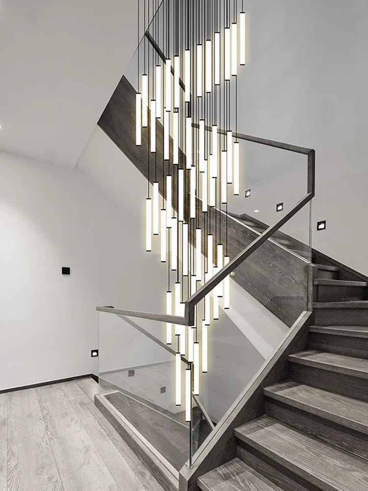 LED Long Chandelier Modern Home Decoration Pendant Lights Minimalist Attic Living Room Staircase Lighting Indoor Hanging Lamps — alternate view